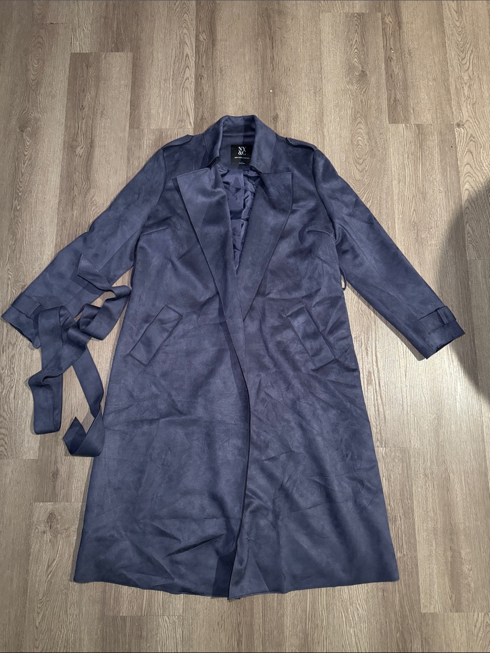 New York & Company Navy Women's Long Trench Coat